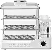 Electric 3 Tier Steamer, 24L Food Steamer, 24H Smart Appointment, 1.5L Independent Water Tank, Touch Visible Panel, for Rice Bowl, Meat & Vegetable Steamer, 800 W
