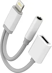 iPhone AUX Adapter for Headphone Jack Cable(2in1)Apple MFI Certified Lightning to 3.5mm Splitter Dongle Charger Cord Audio Adaptador Para for 11 12 13 14 Pro 7 8 Plus Music Earphone Charging Converter