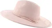 [Bollrllr] Ladies Leather Topper Felt Jazz Hat Classic Fedora Warm Panama Hat