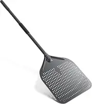 [NUTUNI] Perforated Pizza Shovel, Hard Anodized Aluminium Pizza Shovel with Removable Long Handle (14 Inches)