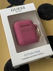 Case AirPods Cover 1st 2nd Generation Guess Ring Purple Sparkles New