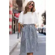 NEW Zara Blue & White Striped Skirt