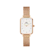 Daniel Wellington Quadro 20X26 Pressed Melrose Lumine Rose Gold & White Watch