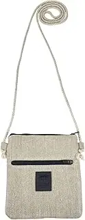 [Santa Playa] Crossbody Bag Handmade from Woven Canvas - Durable, Natural, Washable, Eco Friendly - Versatile Handbag, Minimalist Style Purse for Everyday Use to Carry and Store Valuables - Hemp Jeans
