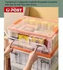 Storage Container 2 Side Door Top Lid Transparent Collapsible Foldable Stackable