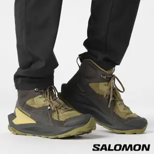 【salomon官方直營】男 ELIXIR Goretex 中筒登山鞋(黑/草藥綠/南苔綠)