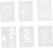IWOWHERO 6pcs Cartoon Animal DIY Painting Stencils for Multi Pattern Hollow Out Drawing Templates Safe Durable Art Tools for Boys for Creative Projects