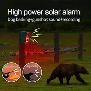 Solar Motion Sensor Alarm with Dog Barking Gunshot Sound - 130dB Siren Security System with Remote Controller for Home, Farm, Yard, Chicken Coop, Villa