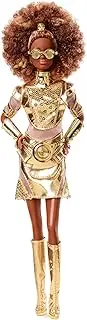 Collector Star Wars C-3PO x Barbie Doll (~12-inch) in Gold Fashion and Accessories, with Doll Stand and Certificate of Authenticity
