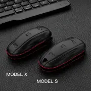 Sleek Black Leather Key Holder Case for Tesla Models Fits Model S/X Fob 1pcs