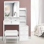 Artiss Dressing Table Mirror Makeup Space with Stool Wooden Vanity Desk Chair