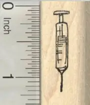 Get Well Rubber Stamp, Medical Syringe B28705 WM