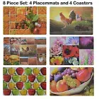 8 Pc. Plastic Placemat (4) and Coaster (4) Set. Great for Indoor or Outdoor Use