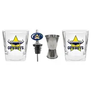 North QLD Queensland Cowboys NRL Set of 2 Spirit Glasses Jigger and Pourer Gift Pack