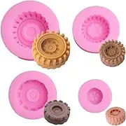 Set of 4 3D Round Tire Chocolate Candy Molds Silicone Truck Wheels Car Tyre Cake Fondant Molds Cake Sugarcraft Decorating Tools Resin Polymer Clay Soap Molds