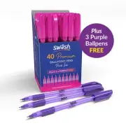 Swash Premium Triangular Medium Tip Ballpoint Pens Pink Plus 3 Free Purple Ballp