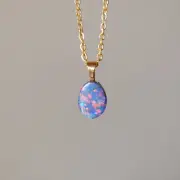 14K Gold Bail Australian Coober Pedy Opal Doublet Pendant, Opal Necklace ALR4