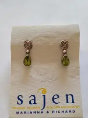 Sajen Sterling Silver Green Peridot Dangle Earrings New!