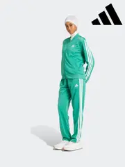 adidas Green Dark Essentials 3-Stripes Tracksuit (AH5315) | $127