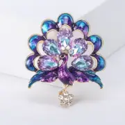 New Enamel Peacock Brooches for Women Unisex Rhinestone Flower Pins Bird Badges