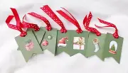 Handmade Christmas Themed Paper Gift Tags - Set of 8 - Christmas Gift Wrap