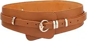 [HieoAnir] Womens OBI Belt Vintage Leather + Genuine Leather Elastic Waist Belt Fashion Wide Belts