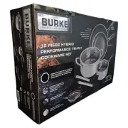 David Burke Geo Clad 12pc Nonstick Cookware Set Tri Ply Saucepan Frying Pan
