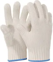 Heat Resistant Oven Gloves with Fingers, Cotton Kitchen Mitts, Double Oven Holders, White, 1 Pair