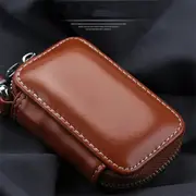 Pouch Remote Zipper Bag Car Key Fob Case Leather Holder Auto Key Cover Brown