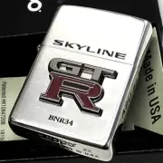 Zippo Skyline GT-R R34 Real Emblem Nissan Official Model Car Silver Smoked