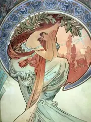 Poster Girl Sunset by Alphonse Mucha Tile Mural Kitchen Wall Backsplash Ceramic