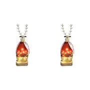 2x LVD Metal/MDF Royal Reindeer w/Lighted Star Christmas Holiday Decor 31cm Red