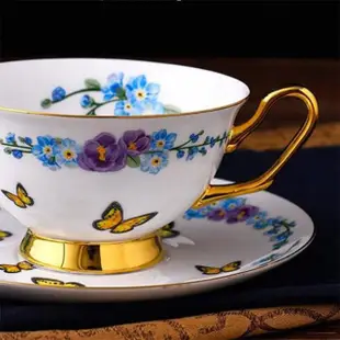 【Royal Duke】骨瓷咖啡對杯-蝶舞(杯 水杯 杯子 咖啡杯 咖啡對杯 馬克杯 午茶杯 午茶組 花茶杯 伴手禮)