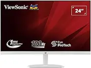ViewSonic VA2432-H-W 24 inch Full HD IPS Monitor with 3-Side Frameless Design, 1ms MPRT, 100Hz AMD FreeSync, VGA, HDMI, Flicker-Free, Eye Care, White