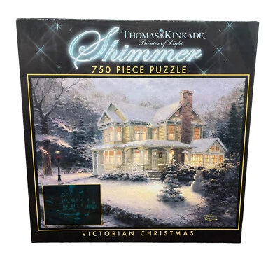 Thomas Kinkade Shimmer 750 Piece Puzzle Victorian Christmas 24" x 18" NEW