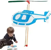 Rubber Band Powered Airplane - Rubber Band Powered Helicopter | Handmade Aircraft Model for Ages 4-12 Beginner Indoor Outdoor Play