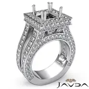 Diamond Engagement Ring Princess Shape Semi Mount Platinum Halo Setting 2.5Ct