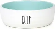 Barkley & Bella Dog Bowl Ceramic Gulp Large, White&Blue - Dog Bowl, Handcrafted, Durable, Dishwasher-Safe, Heavyweight Stability