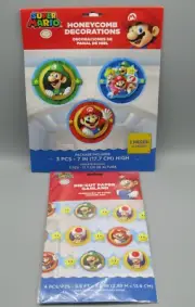 Nintendo Super Mario Party Decorations 3pc Honeycomb & 9.5 Feet Die-Cut Garland