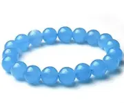 Natural Handmade Blue Chalcedony Bracelet - Stone Bracelet 8mm