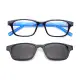 【 Z．ZOOM 】老花眼鏡 磁吸太陽眼鏡系列 時尚矩形粗框款(黑框藍身) 250度
