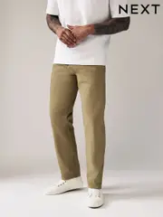 Tan Light Straight Fit Stretch Chinos Trousers (U09502) | $44