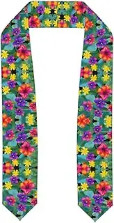 [SKKNT] Hawaiian Colorful Flower Print Graduation Shawl Stole For Academic Commencements Honor Sash Congratulations Gift