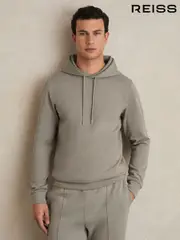 Reiss Taupe Fabien Interlock Jersey Drawstring Hoodie (Q71029) | $240