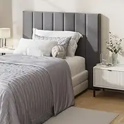 Oikiture Headboard Premium Velvet Fabric Bed Headboard Suitable for Single and King Single, Grey