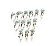 WHOLESALE 13PC 925 SOLID STERLING SILVER NATURAL BLUE LARIMAR RING LOT Y579