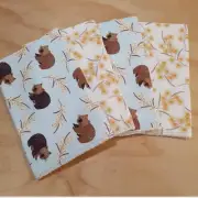 Baby burp cloths, Set Of 4, Towel Backing, Wombats