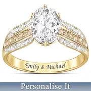 A Toast To Love Personalised Engraved Topaz & Diamond Ring