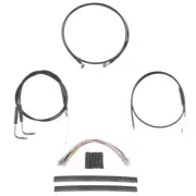 Black Cable & Brake Line Cmpt Kit 18" Apes 2006-2017 Harley-Davidson Dyna No ABS