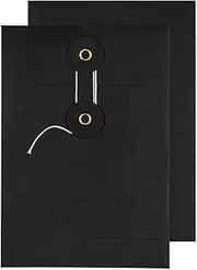 Blake Senses - Black String and Washer Envelopes C6 (162 x 114mm) - Pack of 100 Qty - Premium Quality 180 GSM - Document Mailer - Black Envelopes with String - Office & Business Supplies (SW822)